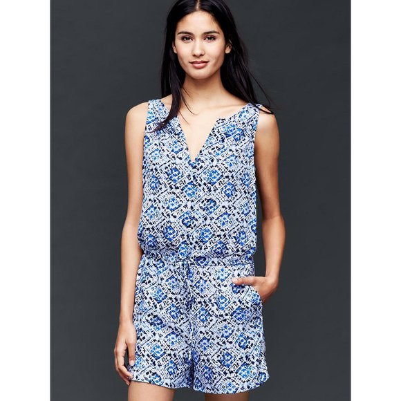 GAP Pants - Clearance Clear Out Sale!!! $4!! GAP Blue Mosaic Print Tie Romper